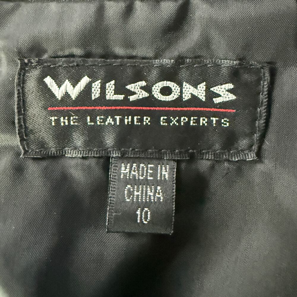 Vintage Wilsons Leather Pencil Skirt Midi Black Size 10 Y2K 90s Office Chic Goth - Picture 11 of 13